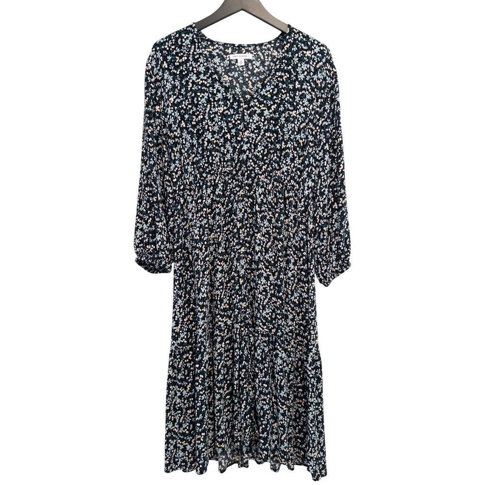 Free Assembly Floral Midi Dress Womens M Black Feminine Cottagecore Boho Prairie